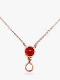 London Road 9ct Gold Double Stone Drop Pendant Necklace, Rose Gold/Garnet