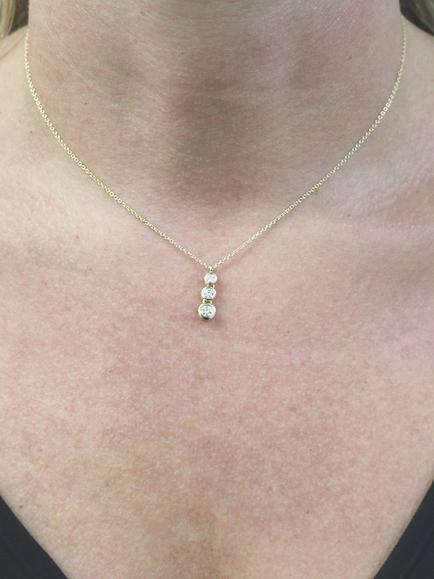 E.W Adams 18ct Yellow Gold Diamond Drop Pendant Necklace, Gold - view 2, Gold