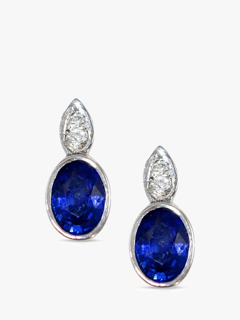 Product image 1 of 4, which shows E.W Adams 18ct White Gold Sapphire & Diamond Pear Shape Stud Earrings