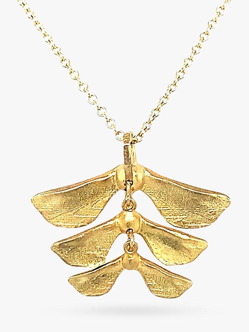 Product image 1 of 3, which shows London Road 9ct Yellow Gold Sycamore Seeds Pendant Necklace, Gold