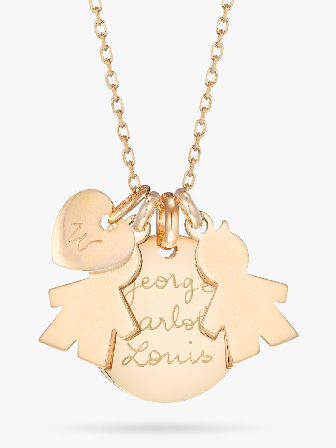 Merci Maman Personalised Boys Heart Disc Pendant Necklace, Gold