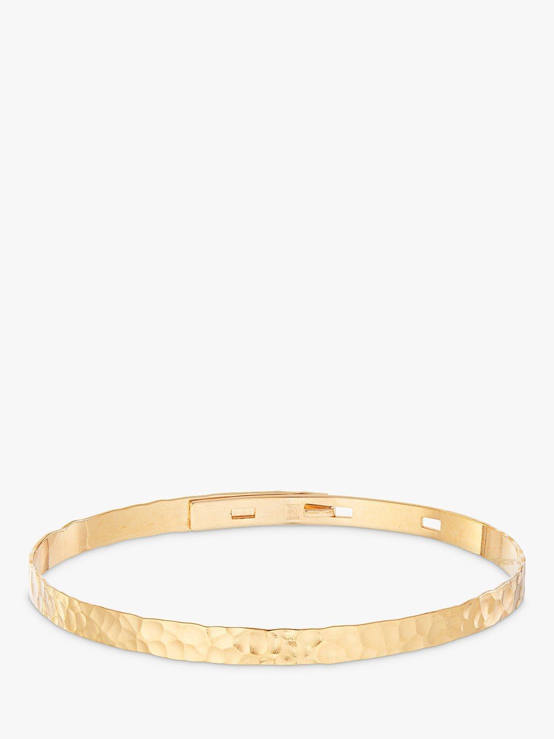 Merci Maman Personalised Hammered Flat Bangle, Gold