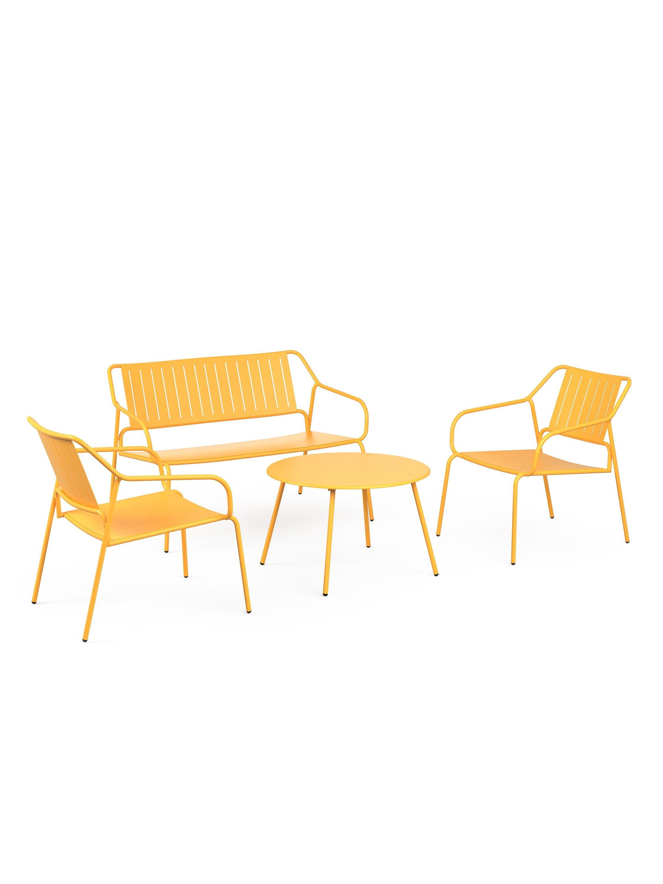 John Lewis ANYDAY Brights 4-Seater Metal Garden Lounging Set, Melon Yellow