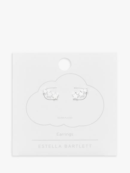 Estella Bartlett Crawler Star Stud Earrings, Silver Plated - view 2, Silver