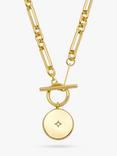 Estella Bartlett Cubic Zirconia T Bar Coin Link Necklace, Gold