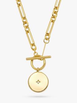 Estella Bartlett Cubic Zirconia T Bar Coin Link Necklace, Gold, Gold