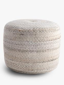 John Lewis Outdoor Braided Pouffe, Grey