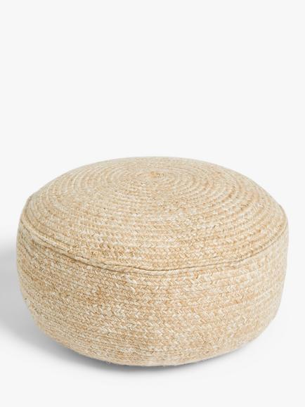 John Lewis Jute Effect Outdoor Low Pouffe, Natural, Natural