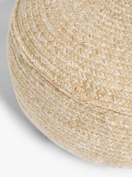 John Lewis Jute Effect Outdoor Low Pouffe, Natural - view 2, Natural