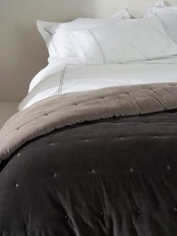 Truly Reversible Velvet Quilted Bedspread - view 2, Grey / Multi