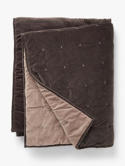 Truly Reversible Velvet Quilted Bedspread, Grey / Multi