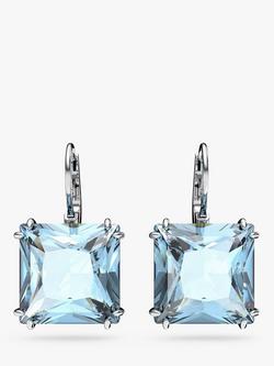 Swarovski Millenia Square Cut Crystal Drop Earrings, Aquamarine/Silver, Aquamarine/Silver