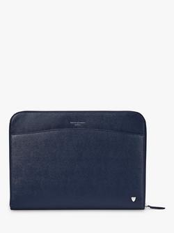 Aspinal of London City Saffiano Leather Laptop Folio, Navy