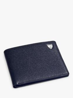 Aspinal of London 8 Card Billfold Saffiano Leather Wallet, Navy
