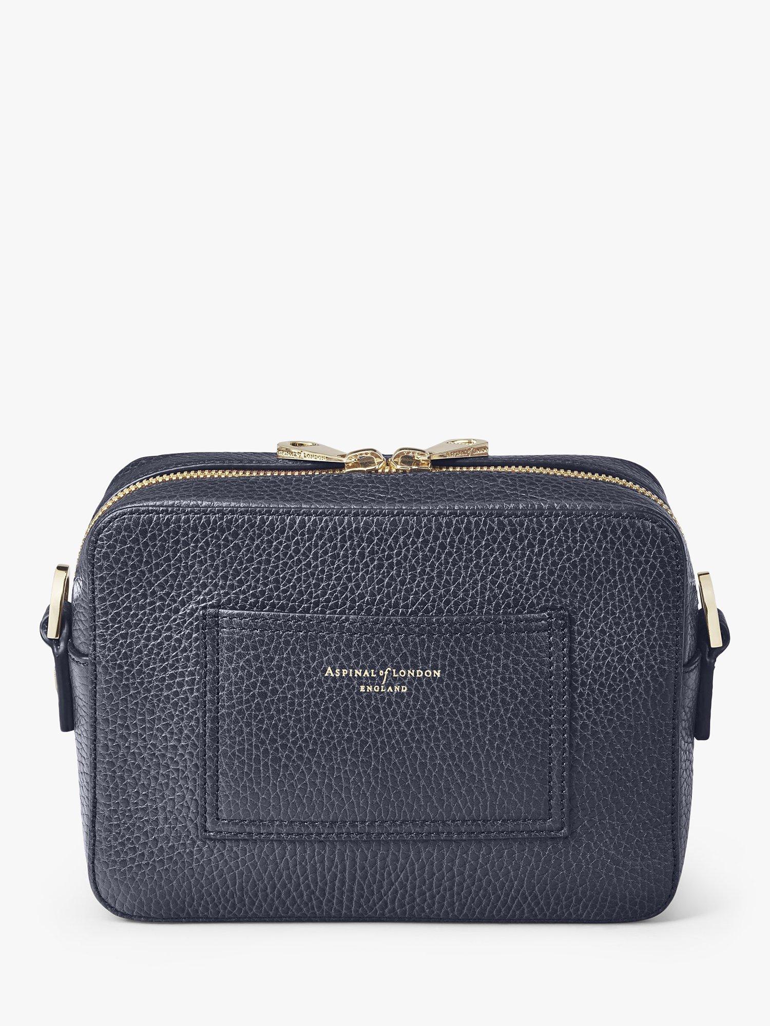 Product image 2 of 6, which shows Aspinal of London Pebble Leather Camera A Bag, Navy