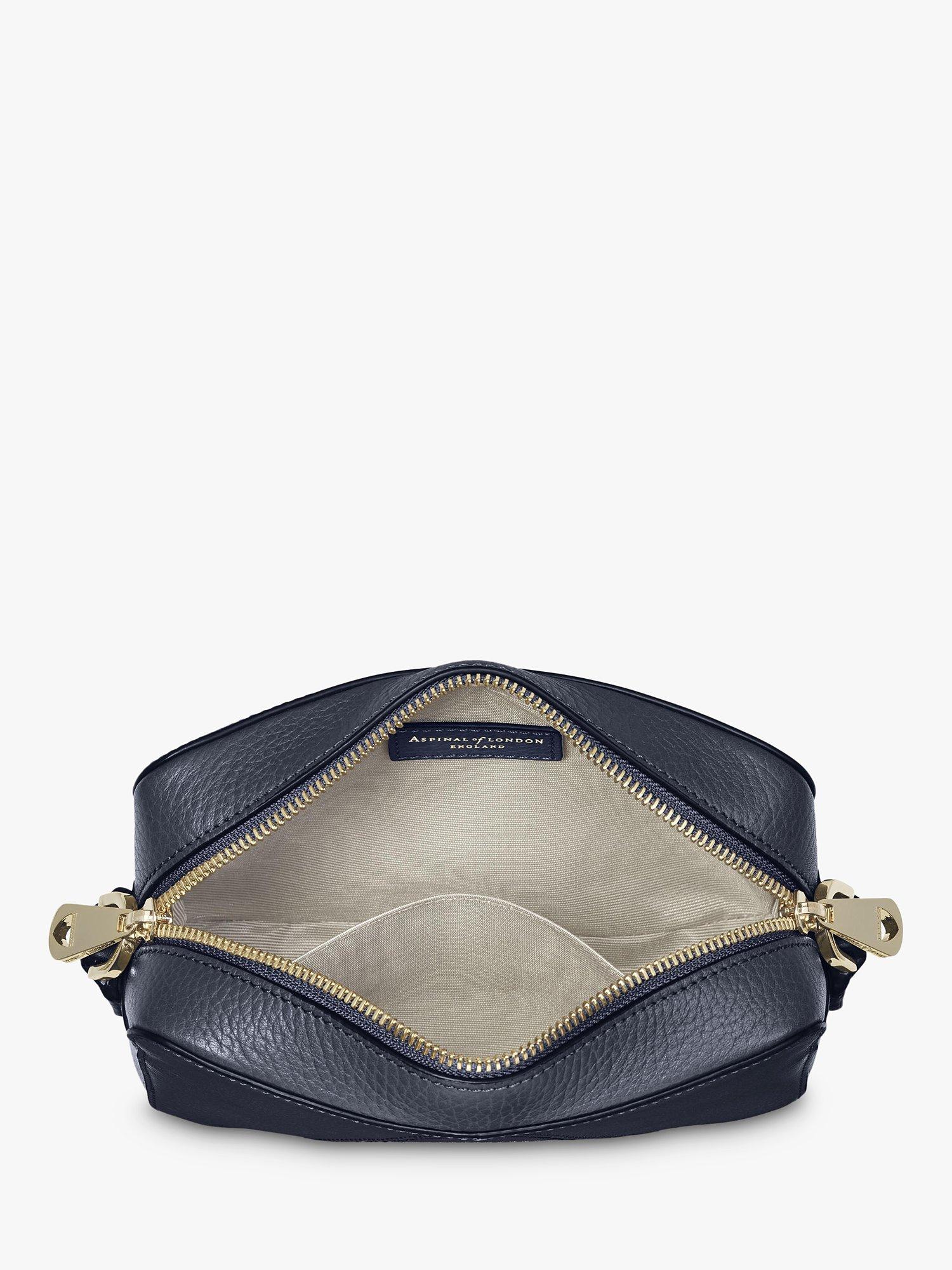 Product image 3 of 6, which shows Aspinal of London Pebble Leather Camera A Bag, Navy