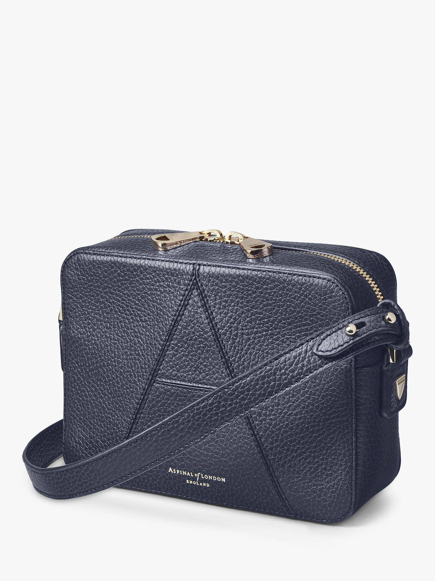 Product image 4 of 6, which shows Aspinal of London Pebble Leather Camera A Bag, Navy