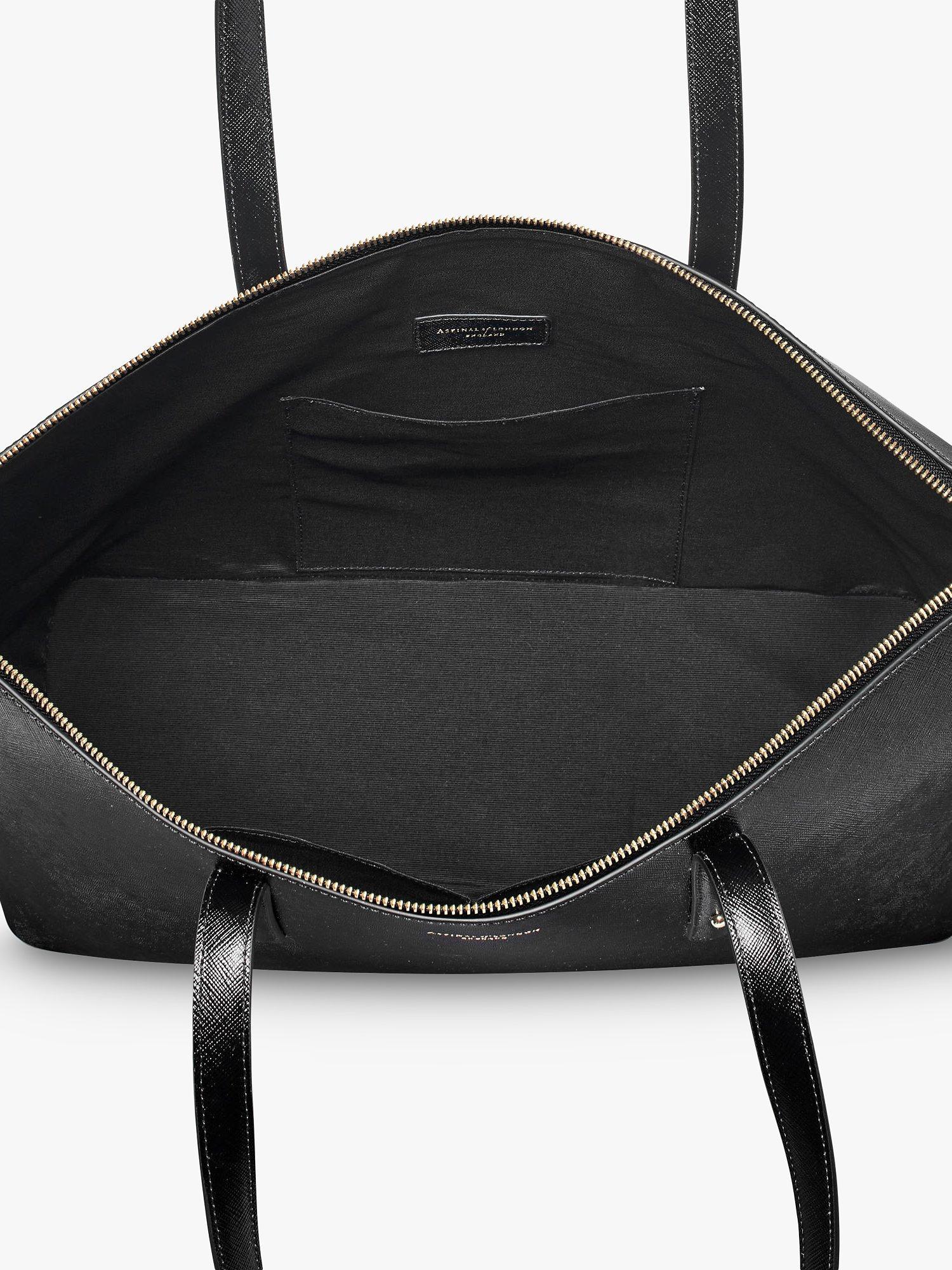 Product image 3 of 6, which shows Aspinal of London Regent Saffiano Leather Zip-Top Tote Bag, Black