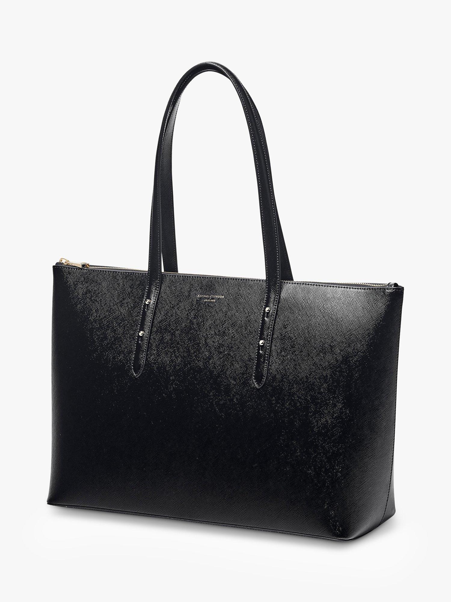 Product image 5 of 6, which shows Aspinal of London Regent Saffiano Leather Zip-Top Tote Bag, Black