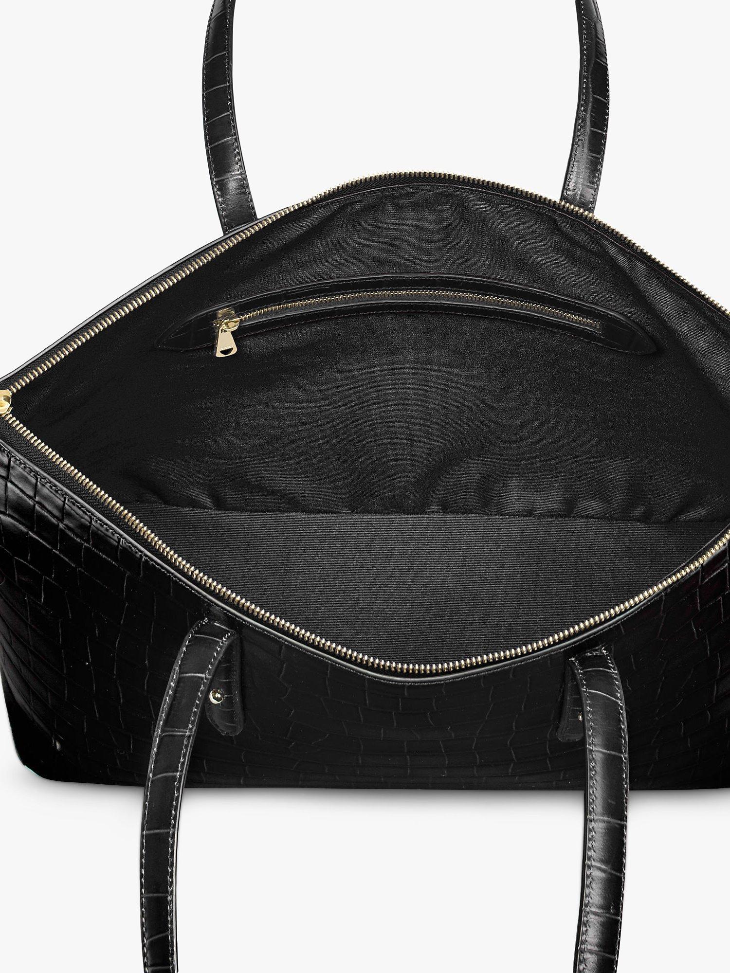 Product image 4 of 7, which shows Aspinal of London Regent Croc Leather Zip Tote Bag, Black