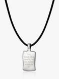 Under the Rose Personalised Initial Charm Leather Pendant Necklace, Silver/Black