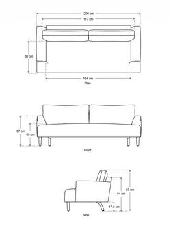 Swyft Model 05 Large 3 Seater Sofa - view 2, Mustard Velvet