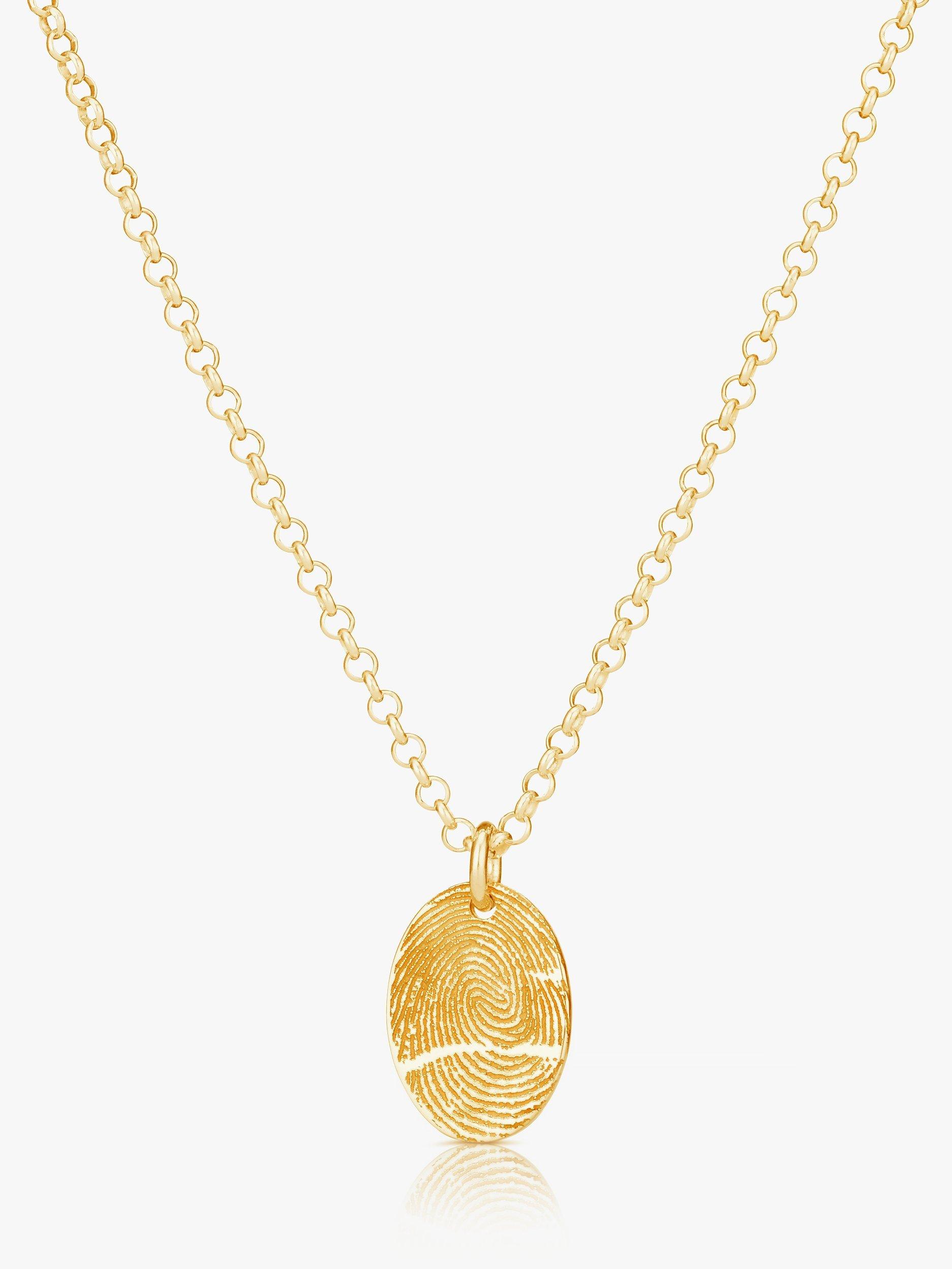 Under the Rose Personalised Fingerprint Oval Pendant Necklace Gold