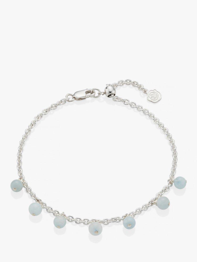 Under the Rose Birthstone Aquamarine Chain Bracelet, Silver