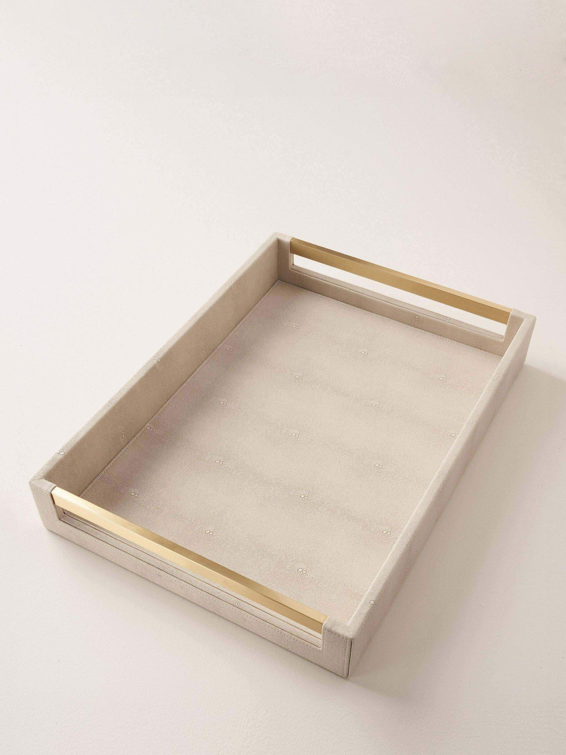 Truly Faux Shagreen Rectangular Tray, 50cm, Ivory