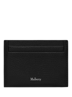 Mulberry Continental Small Classic Grain Leather Credit Card Slip, Black/Silver
