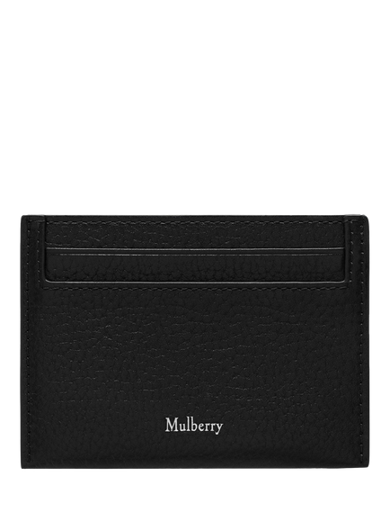 Mulberry Continental Small Classic Grain Leather Credit Card Slip, Black/Silver