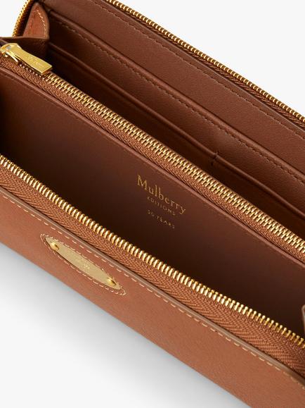 Mulberry Plaque Small Classic Grain Leather 8 Card Zip Around Wallet - view 2, Oak