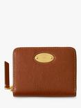 Mulberry Plaque Classic Grain Leather Small Zip Around Purse, Oak