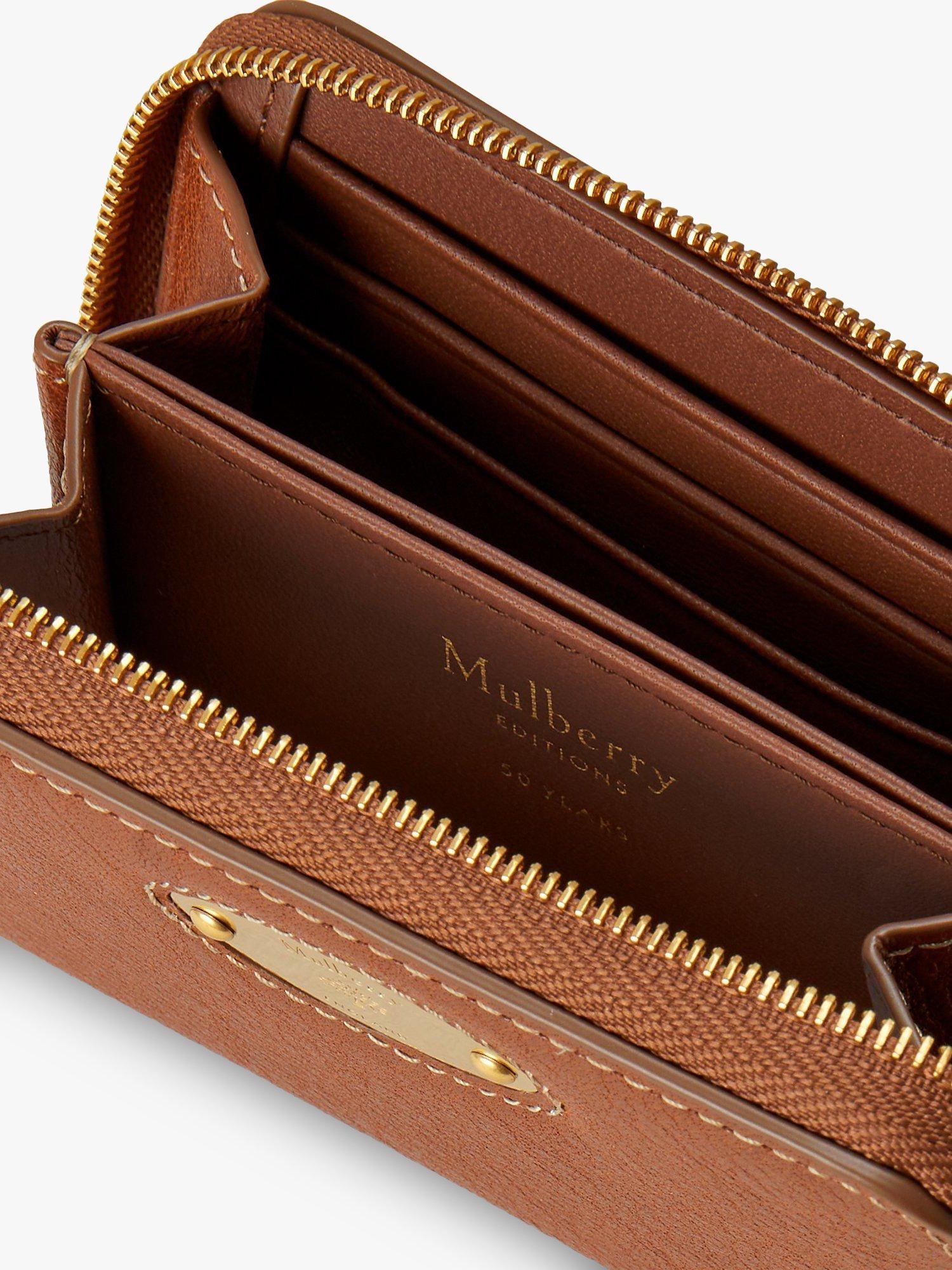 Product image 2 of 2, which shows Mulberry Plaque Classic Grain Leather Small Zip Around Purse, Oak