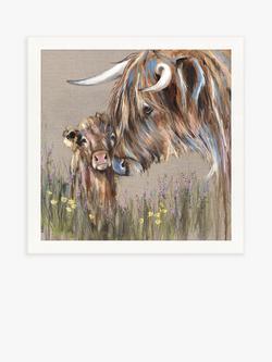 John Lewis Louise Luton 'Heather and Buttercup' Highland Cow Framed Print, 80.5 x 80.5cm, Brown, Brown