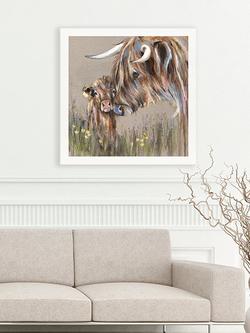 John Lewis Louise Luton 'Heather and Buttercup' Highland Cow Framed Print, 80.5 x 80.5cm, Brown - view 2, Brown