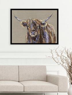 John Lewis Louise Luton 'Archie' Highland Cow Framed Print, 84.5 x 104.5cm, Brown - view 2, Brown