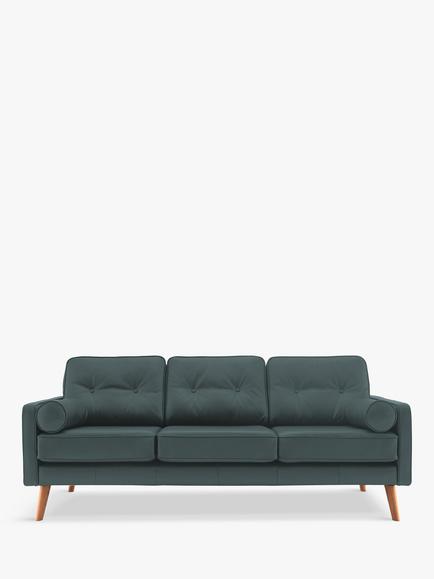 G Plan Vintage The Sixty Five Large 3 Seater Leather Sofa, Cambridge Petrol Blue
