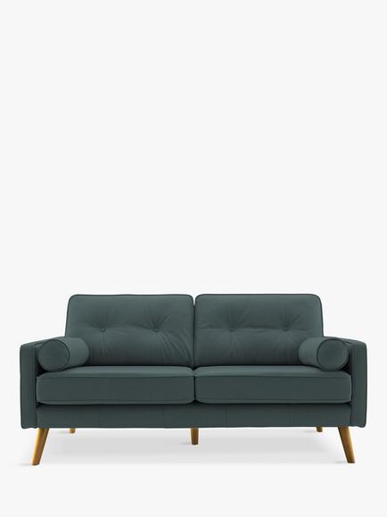 G Plan Vintage The Sixty Five Medium 2 Seater Leather Sofa, Cambridge Petrol Blue