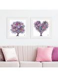 John Lewis Sara Otter 'Heart Tree' Framed Prints, Set of 2, 61 x 61cm, Purple/Multi