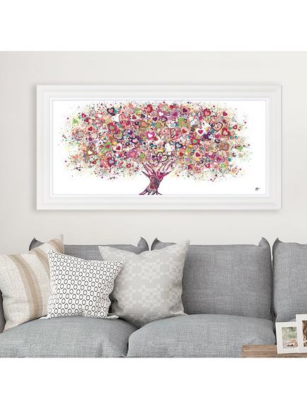 John Lewis Sara Otter 'Tree of Love' Framed Print, 45 x 100cm, Pink/Multi - view 2, Pink/Multi