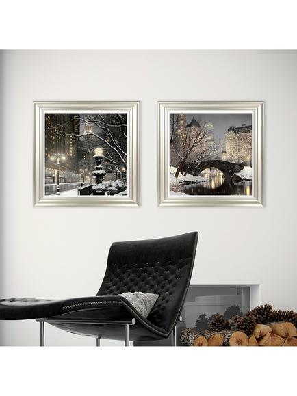 John Lewis Rod Chase 'City Lights' & 'Twilight in Central Park' New York Framed Prints, 61 x 61cm, Grey - view 2, Grey