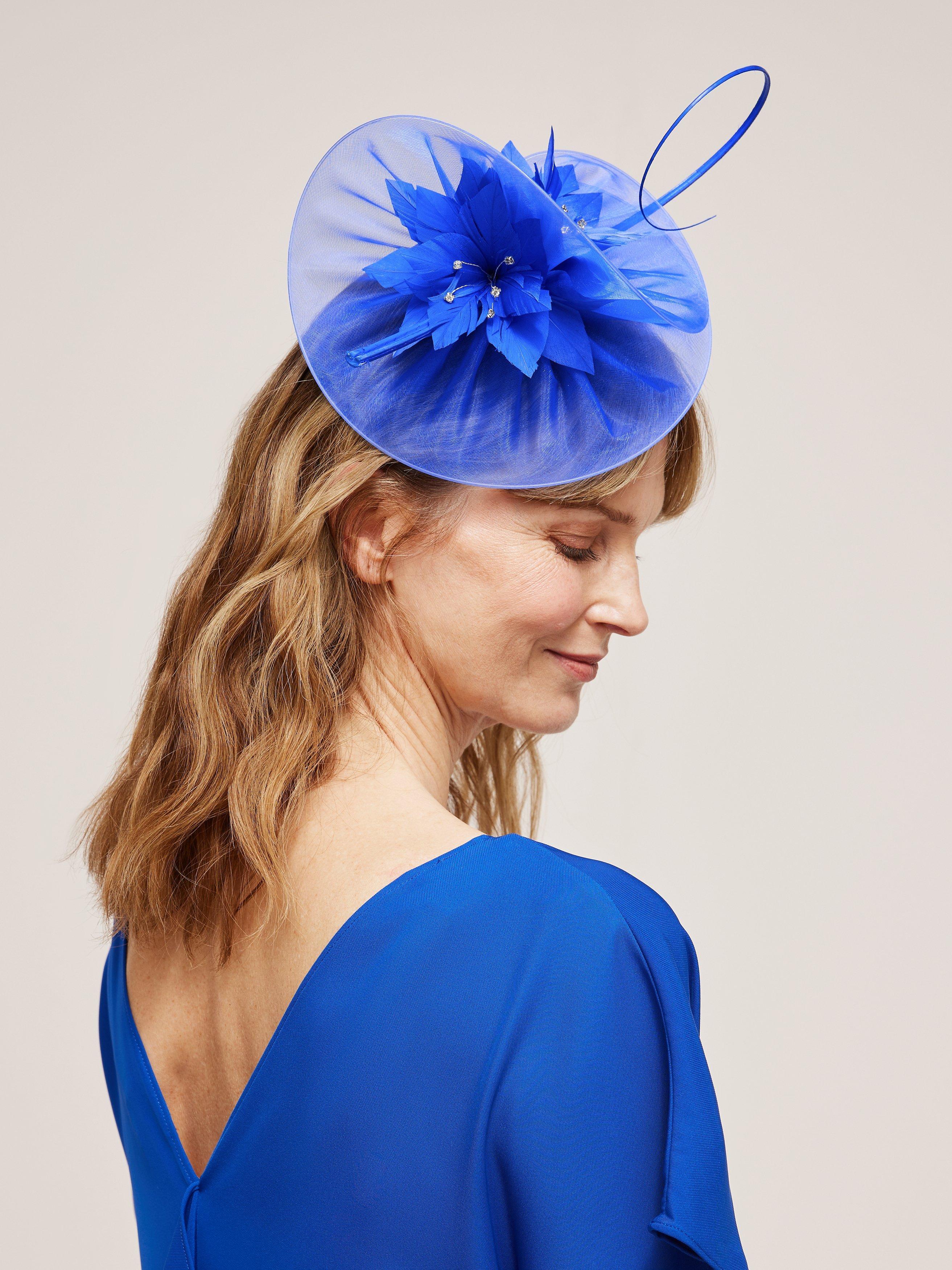 John Lewis Kiera Organza Swirl Fascinator, Cobalt