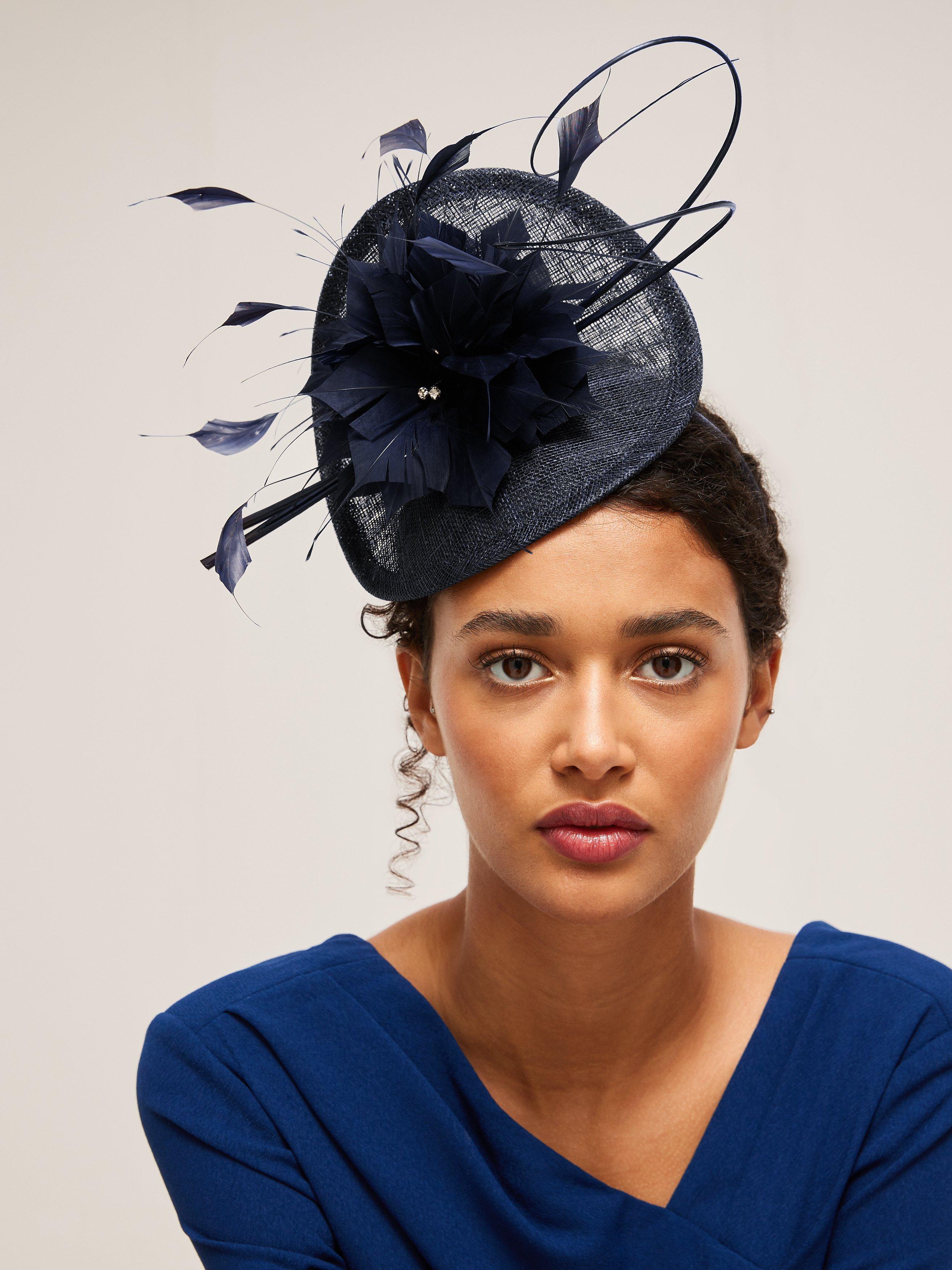 John Lewis Darcy Upturned Fascinator Flower Hat, Navy