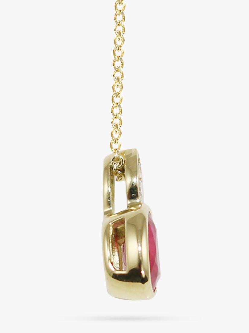 Product image 2 of 4, which shows E.W Adams 18ct Yellow Gold Ruby & Diamond Pendant Necklace, Gold/Red