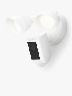 Ring Floodlight Cam Wired Plus Smart Security Camera with Built-in Wi-Fi & Siren Alarm, White