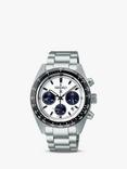 Seiko SSC813P1 Men's Prospex Speedtimer Solar Date Chronograph Bracelet Strap Watch, Silver/Black