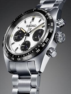 Seiko SSC813P1 Men's Prospex Speedtimer Solar Date Chronograph Bracelet Strap Watch, Silver/Black - view 2, Silver/Black