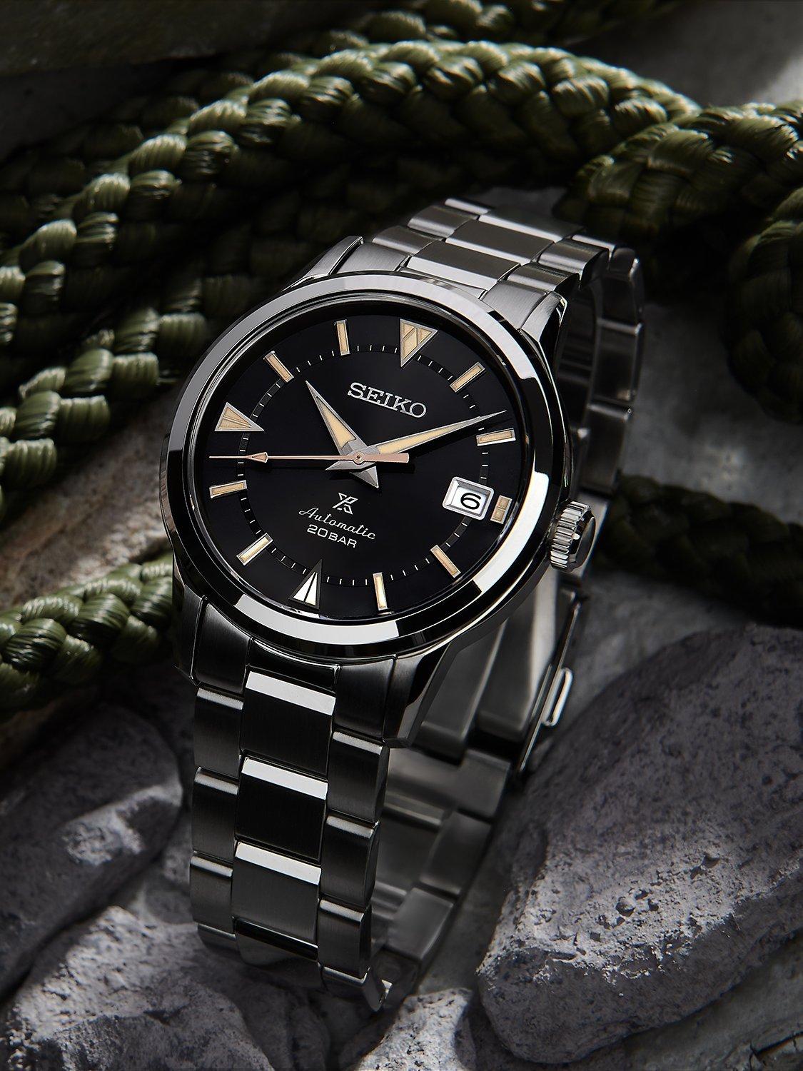 Product image 4 of 5, which shows Seiko SPB243J1 Men's Prospex Alpinist Automatic Date Bracelet Strap Watch, Silver/Brown