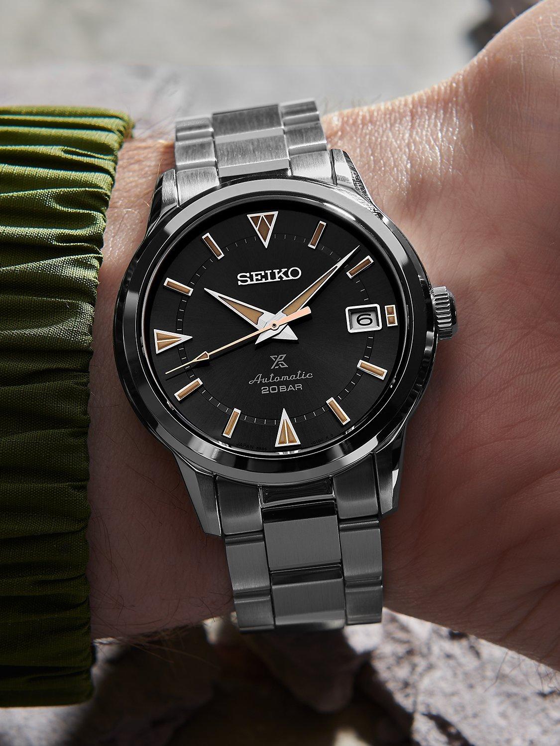 Product image 5 of 5, which shows Seiko SPB243J1 Men's Prospex Alpinist Automatic Date Bracelet Strap Watch, Silver/Brown
